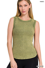 Load image into Gallery viewer, Washed Ribbed Sleeveless Tank with Exposed Seam

