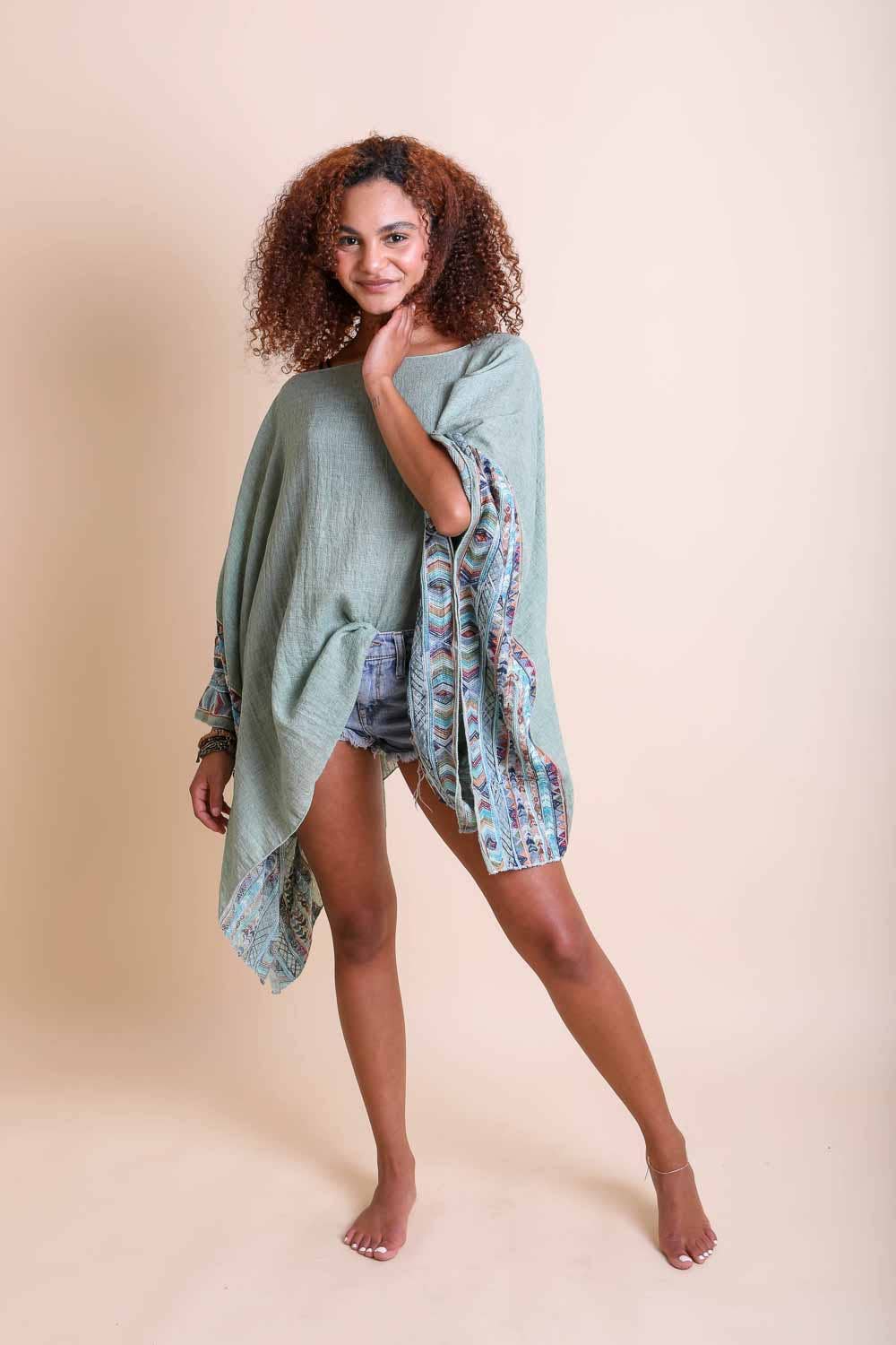 Sage Boho Embroidered Tunic 🌸
